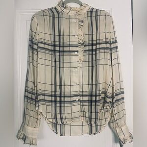 FRAME WOMENS PLAID BUTTON DOWN SHIRT